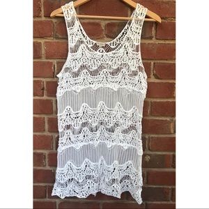 Cremieux White Lace Crochet Swim Cover Up
